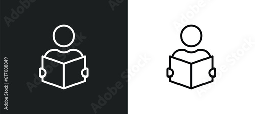 reader line icon in white and black colors. reader flat vector icon from reader collection for web, mobile apps and ui.