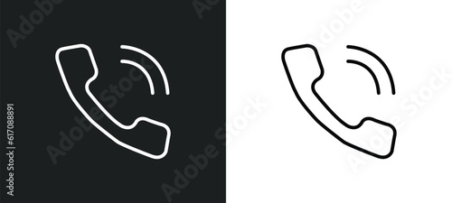 phone line icon in white and black colors. phone flat vector icon from phone collection for web, mobile apps and ui.