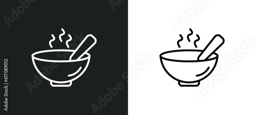 hot soup line icon in white and black colors. hot soup flat vector icon from hot soup collection for web, mobile apps and ui.