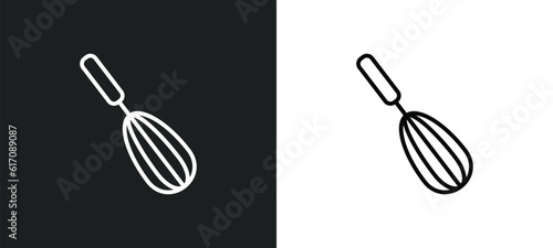 manual mixer line icon in white and black colors. manual mixer flat vector icon from manual mixer collection for web, mobile apps and ui.