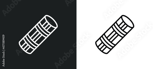 foam curler line icon in white and black colors. foam curler flat vector icon from foam curler collection for web, mobile apps and ui.
