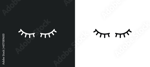 two eyelashes line icon in white and black colors. two eyelashes flat vector icon from two eyelashes collection for web, mobile apps and ui.