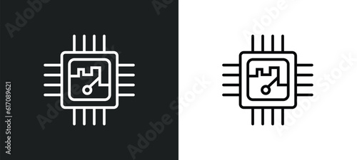chip line icon in white and black colors. chip flat vector icon from chip collection for web, mobile apps and ui.