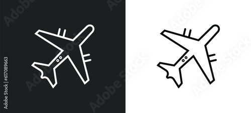 aeroplane line icon in white and black colors. aeroplane flat vector icon from aeroplane collection for web, mobile apps and ui.
