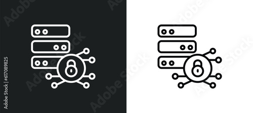 data security line icon in white and black colors. data security flat vector icon from data security collection for web, mobile apps and ui.