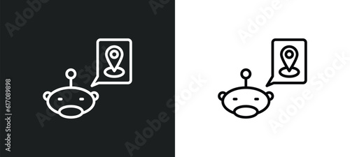 geolocation line icon in white and black colors. geolocation flat vector icon from geolocation collection for web, mobile apps and ui.