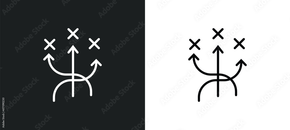 militar strategy line icon in white and black colors. militar strategy flat vector icon from militar strategy collection for web, mobile apps and ui.