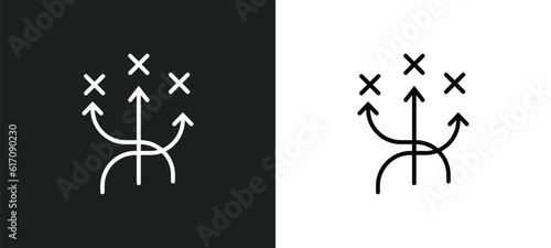 militar strategy line icon in white and black colors. militar strategy flat vector icon from militar strategy collection for web, mobile apps and ui.