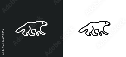 wolverine line icon in white and black colors. wolverine flat vector icon from wolverine collection for web, mobile apps and ui.