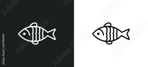 carp line icon in white and black colors. carp flat vector icon from carp collection for web, mobile apps and ui.