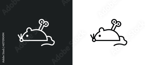 mouse toy line icon in white and black colors. mouse toy flat vector icon from mouse toy collection for web, mobile apps and ui.