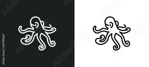 aquarium octopus line icon in white and black colors. aquarium octopus flat vector icon from aquarium octopus collection for web, mobile apps and ui.
