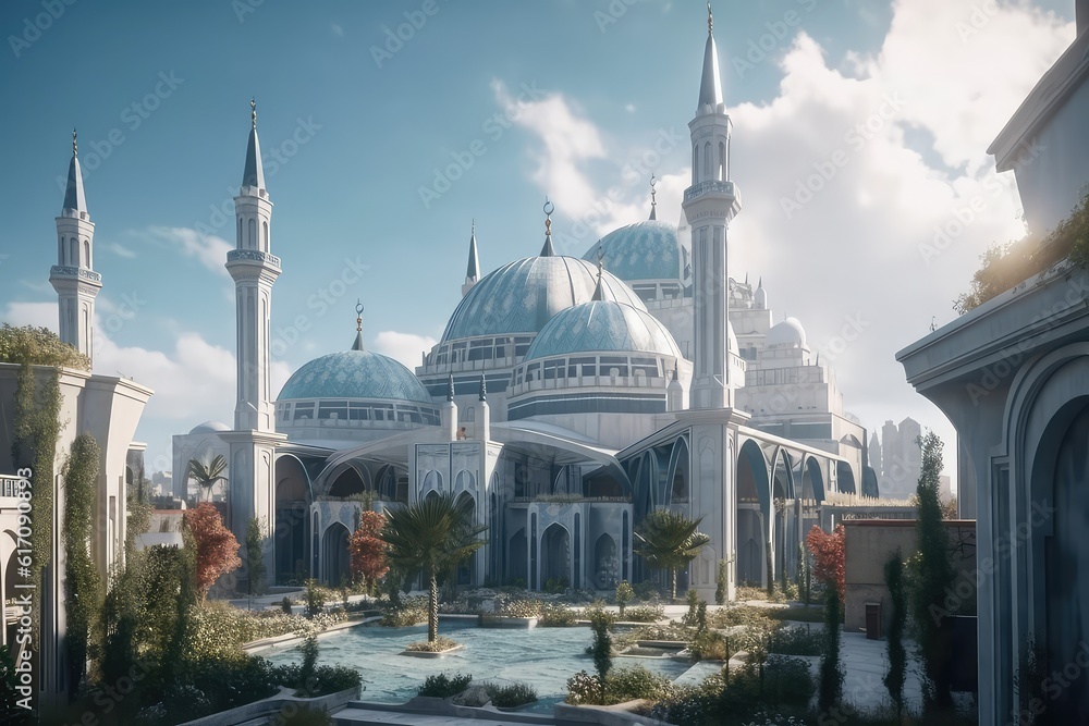 Fototapeta premium Beautiful view of islamic mosque temple