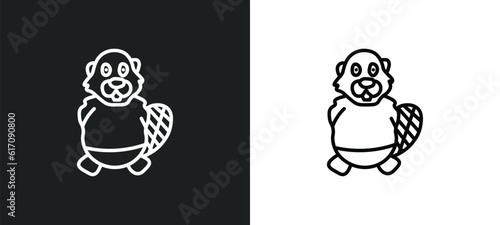 beaver line icon in white and black colors. beaver flat vector icon from beaver collection for web, mobile apps and ui.