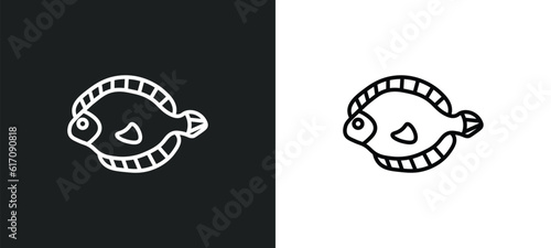 flounder line icon in white and black colors. flounder flat vector icon from flounder collection for web, mobile apps and ui.