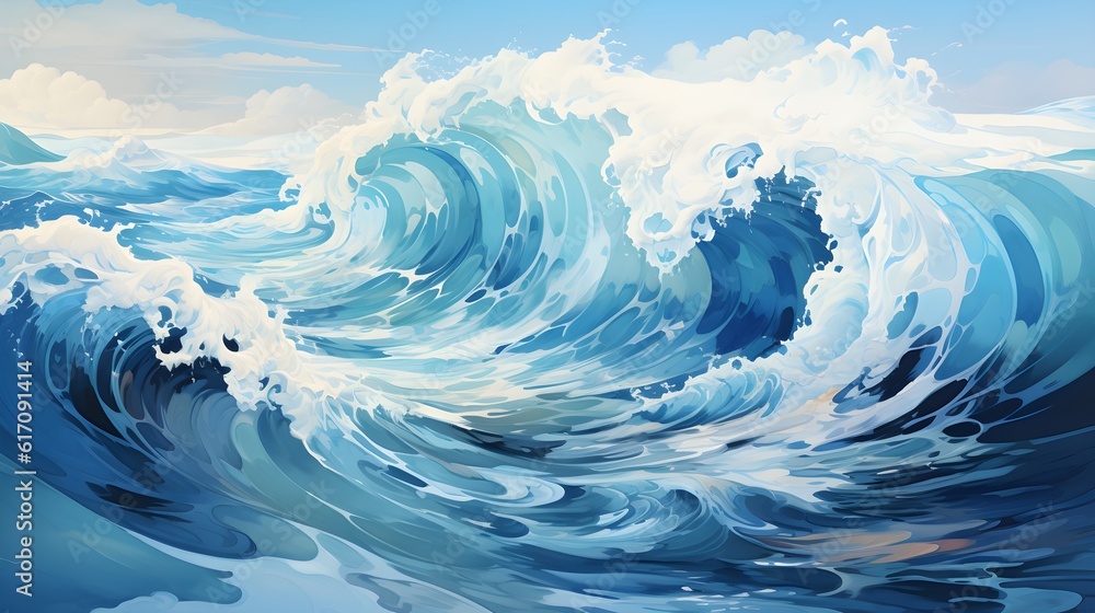 Aerial View Vector Illustration of Sunlit Ocean Waves in Shades of Blue, Turquoise, Lila, with Summertime Gradation, Generative AI, Generative, KI Aerial View Vector Illustration of Sunlit Ocean Waves in Shades of Blue, Turquoise, Lila, with Summertime Gradation, Generative AI, Generative, KI