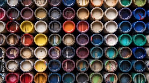 Colors in jars. Palette, artist, repair, background