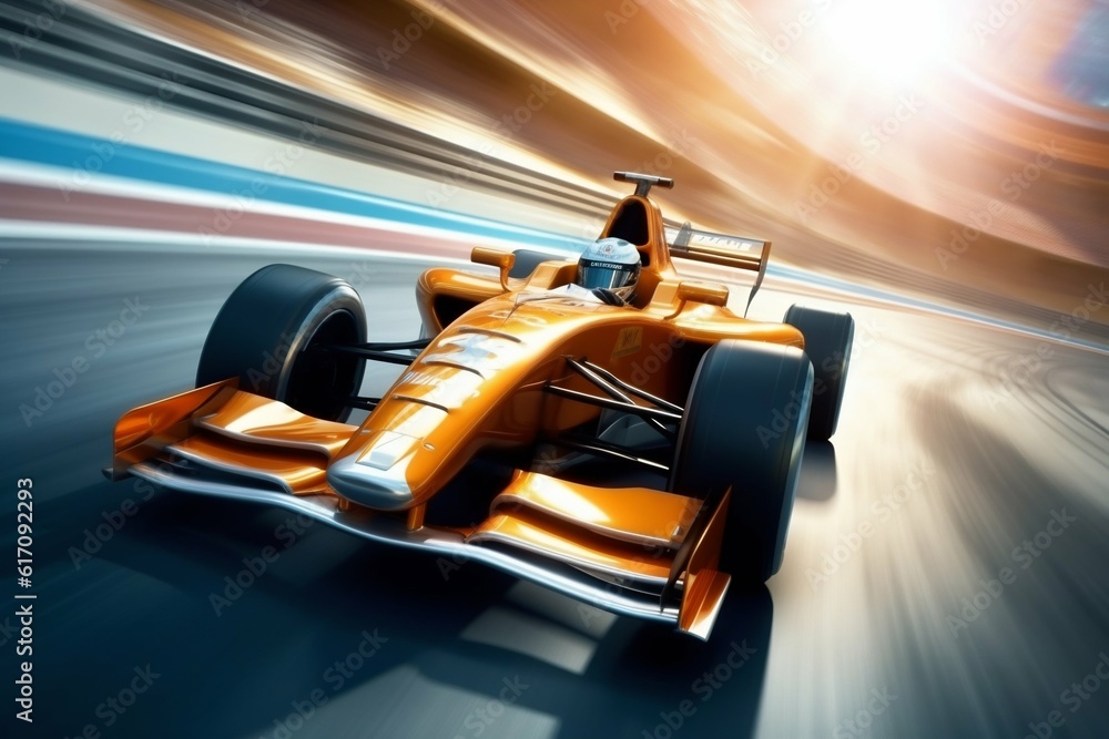 Naklejka premium Racing Car at High Speed Passes the Track. Generative ai
