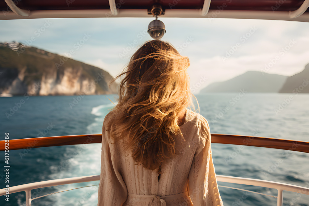 Serene Ocean View from Luxury Cruise Ship - Generative AI Serene Ocean View from Luxury Cruise Ship - Generative AI