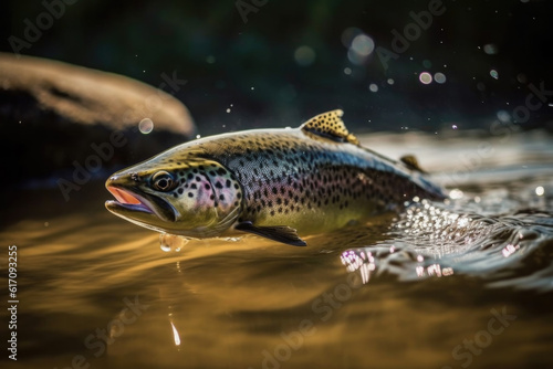 Trout in Summer Stream created with Generative AI Technology, ai, generative