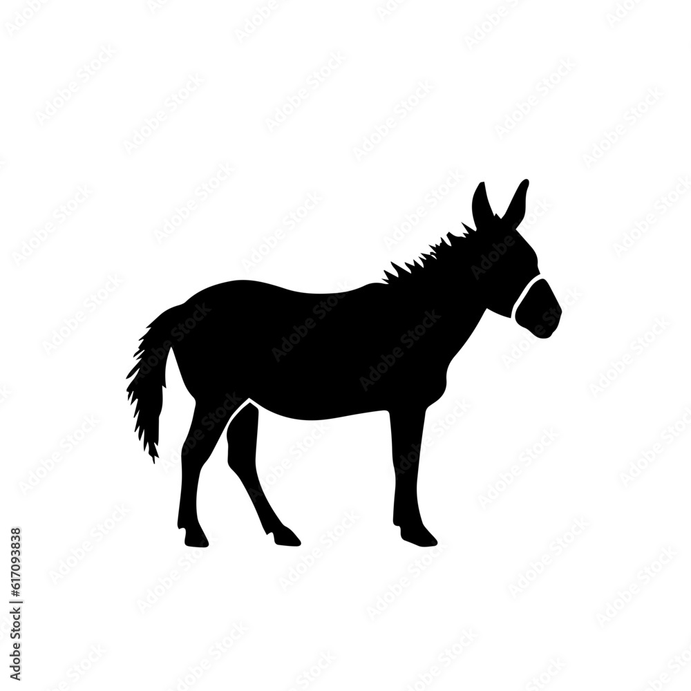 Donkey silhouette illustration, logo icon Donkey silhouette illustration, logo icon