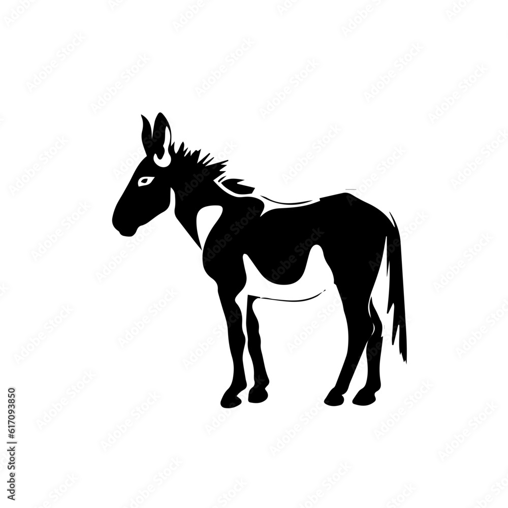 Donkey silhouette illustration, logo icon Donkey silhouette illustration, logo icon