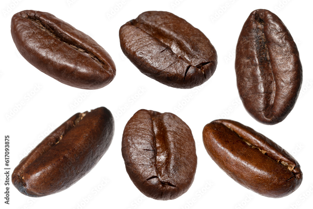 Aromatic roasted coffee beans isolated on white Aromatic roasted coffee beans isolated on white