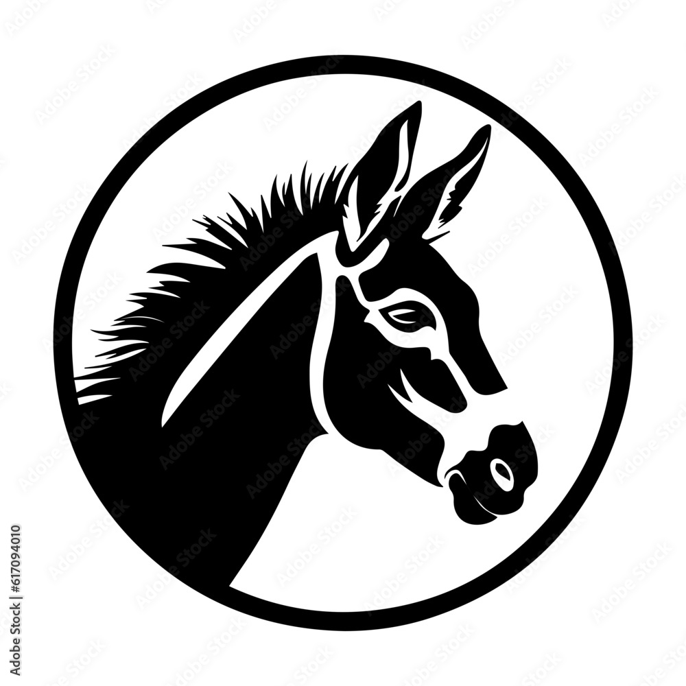 Donkey silhouette illustration, logo icon Donkey silhouette illustration, logo icon