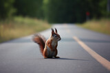 Generative AI. a squirrel on the highway