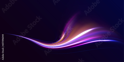 Abstract laser beams of light. Motion pattern for banner or poster design background idea. Chaotic neon rays of light. Blue light streak, fiber optic, speed line, futuristic background vector. 