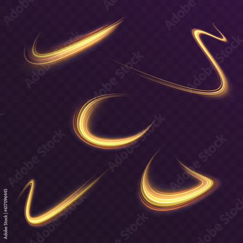 A bright trace from the glowing rays of swirling in a fast motion in a spiral. Abstract neon rings. Abstract light circle neon lighting swirl effect, spiral light lines. Beautiful round galaxy vector.