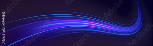 Abstract technology light lines background 3d. Glitter blue wave light effect. Magic golden luminous glow design. Neon motion glowing wavy lines. Vector illustration.