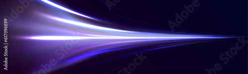 Abstract technology light lines background 3d. Glitter blue wave light effect. Magic golden luminous glow design. Neon motion glowing wavy lines. Vector illustration. photo
