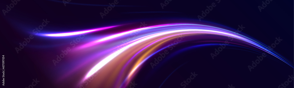Abstract technology light lines background 3d. Glitter blue wave light effect. Magic golden luminous glow design. Neon motion glowing wavy lines. Vector illustration.	