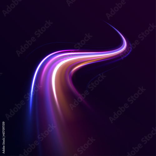 Motion light effect for banners. Blue lines. The effect of speed on a blue background. Red lines of light, speed and movement. Vector lens flare. 