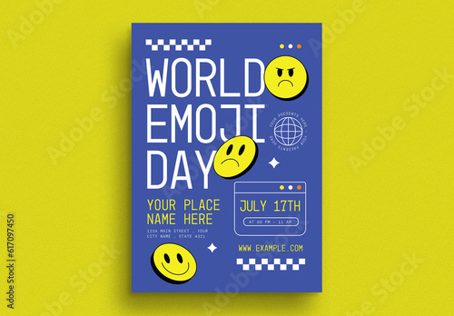Trendy Cartoon World Emoji Day Event Flyer (ID: 617097450)