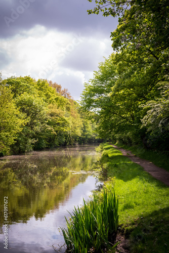 Landscape with canal, Leeds Liverpool canal at Blackburn, England