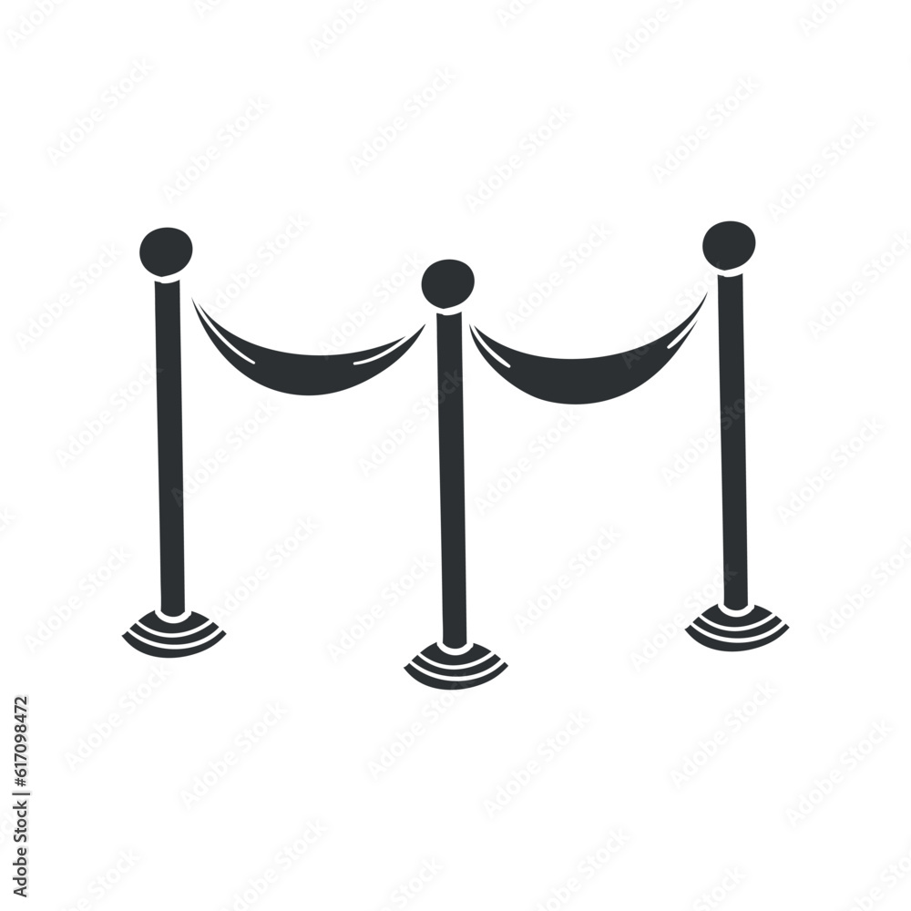 Red Rope Icon Silhouette Illustration. Event Divider Vector Graphic