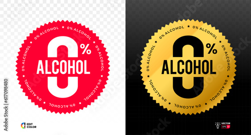 Alcohol free Zero percent label. No alcohol seal. Vector illustration