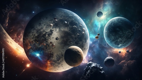 Space galaxy with planets and space objects photo