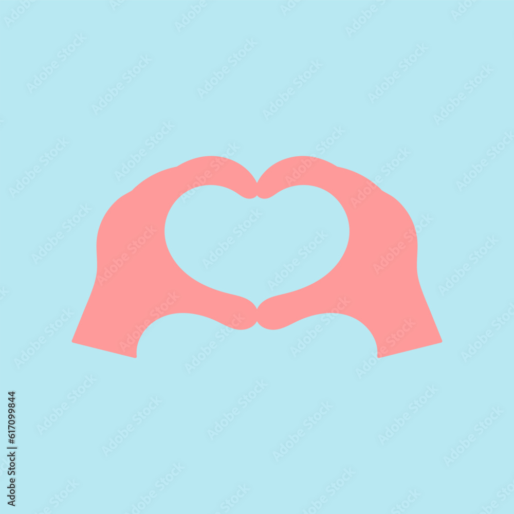 Hands making or formatting a heart symbol icon. Cartoon element for design. Social media and feedback illustration concept. Flat vector illustration Hands making or formatting a heart symbol icon. Cartoon element for design. Social media and feedback illustration concept. Flat vector illustration