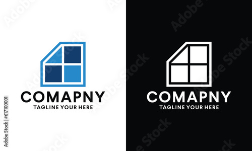 Windows logo design template element. on a black and white background.