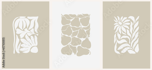 Modern trendy pears minimalistic hand drawn illustration for wallpaper, wall decor, print, postcard, cover, template, banner.