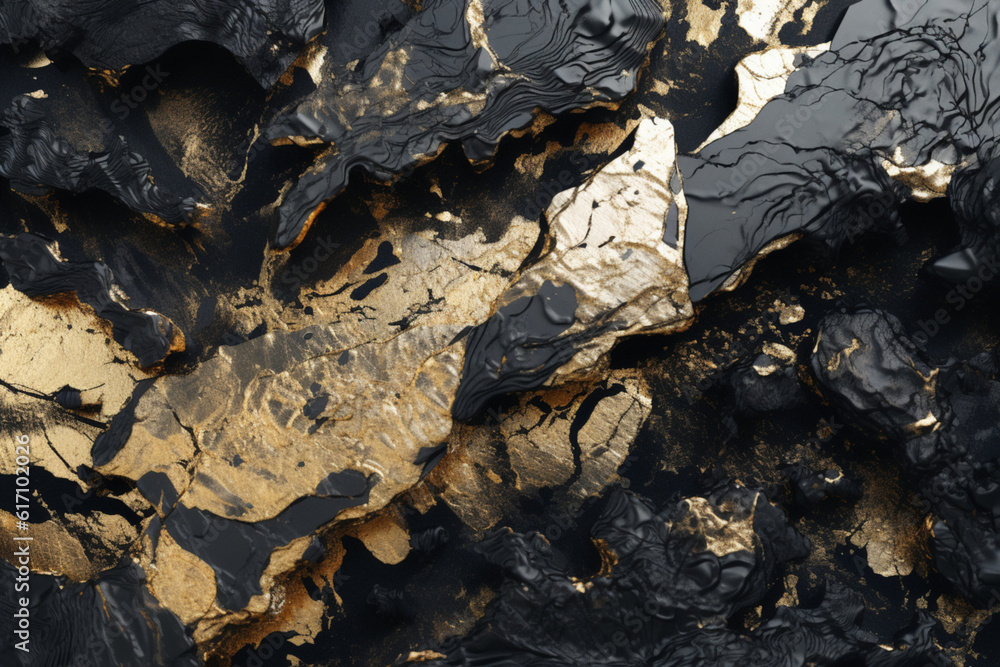 Luminous Reflections: Black and Gold Kintsugi Art Texture generative AI Luminous Reflections: Black and Gold Kintsugi Art Texture generative AI