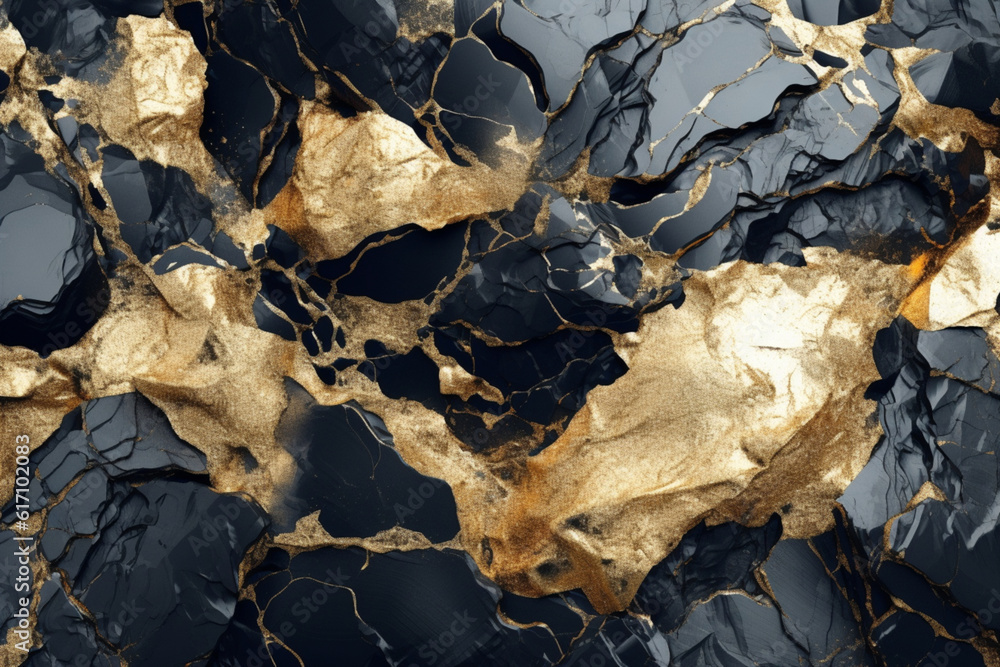 Luminous Reflections: Black and Gold Kintsugi Art Texture generative AI Luminous Reflections: Black and Gold Kintsugi Art Texture generative AI