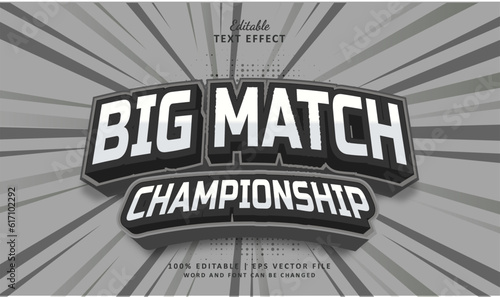 Big Match Text Effect Style. Editable Text Effect Style Sport Vintage