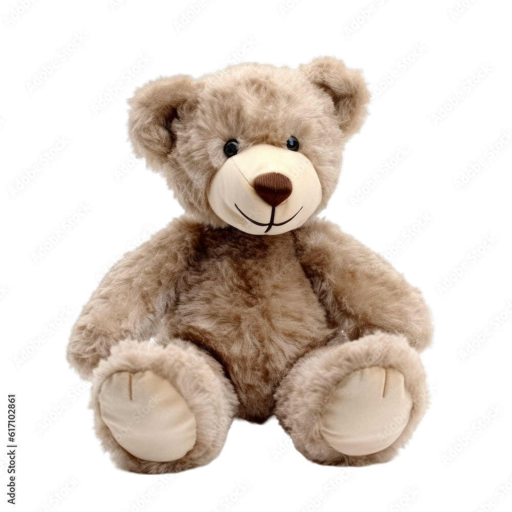 Obraz premium Cute brown teddy bear stuffed animal isolated on a transparent background