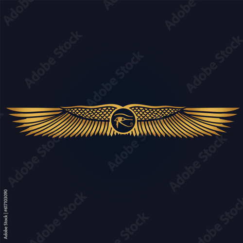  Holy Egyptian eye of horus with wings and Ra God of Sun with ankh