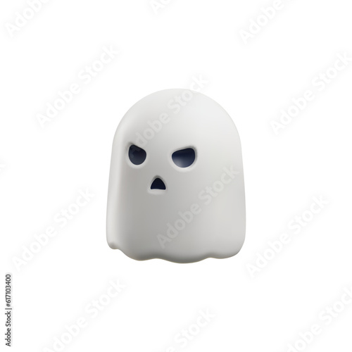 Scary ghost in cartoon 3d style, vector illustration isolated on white background.