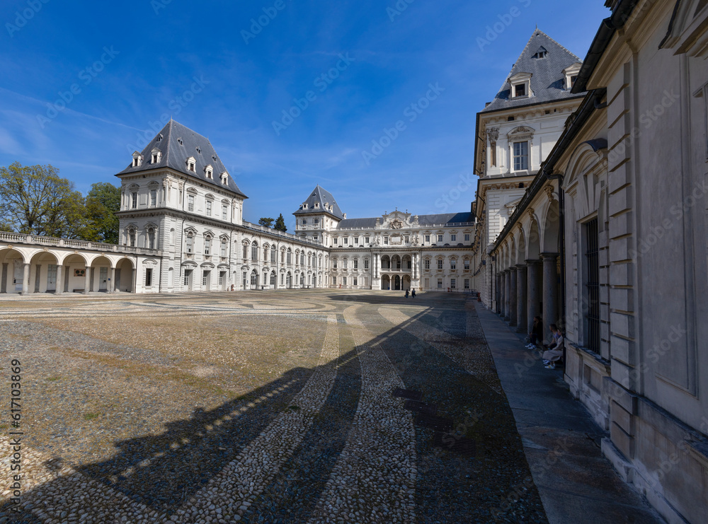 TURIN, ITALY, APRIL 11, 2023 - Valentino Castle in Valentino Park in Turin (Torino), Piedmont, Italy